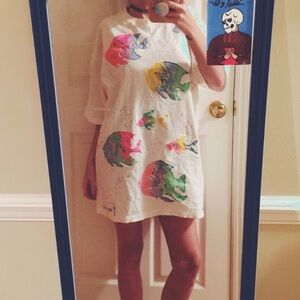 80s vintage hand painted shirt/cover up